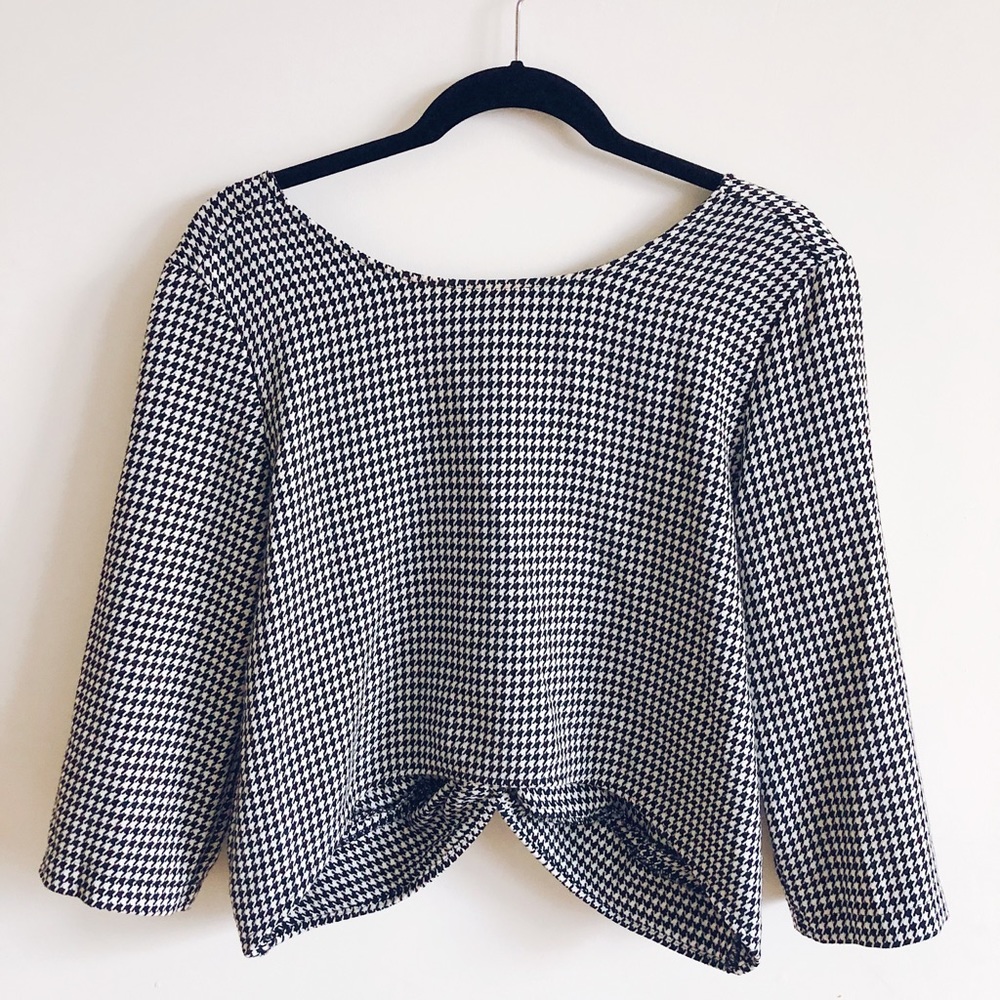 zara houndstooth crop tunic